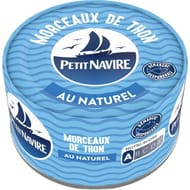 Petit navire morceaux de thon au naturel demarche responsable 93g