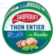 Saupiquet thon entier à l'huile d'olive et basilic-120g