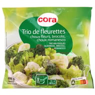 Cora trio de fleurettes choux-fleurs, brocolis, choux romanesco 600g