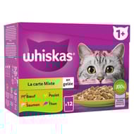 Whiskas pâtée pour chat sachets fraîcheur  carte mixte en gelée 12x85g