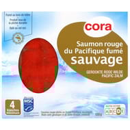 Cora saumon rouge du Pacifique fumé sauvage 4 tranches minimum avec intercalaires 120g
