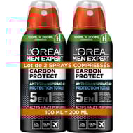 Men expert anti-transpirant carbon protect 5en1 compressé 2 x 100 ml