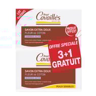 Rogé Cavaillès savon surgras extra doux fleur de coton lot de 3x250g + 1offert
