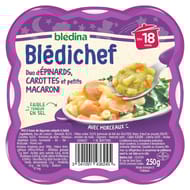 Bledina bledichef duo épinards carottes et petits macaroni dès 18 mois 250g