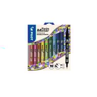 Pilot twin markeur double pointe x10 noir vert bleu bleu clair vert clair