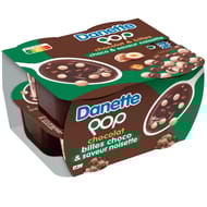Danette pop crème dessert chocolat noisette avec billes 4x118g