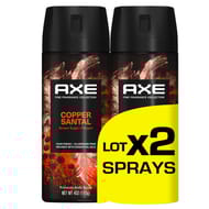 Axe déodorant aérosol copper santal 2x150ml