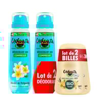 Ushuaia bio cosmosorg déodorant roll on 50ml vanille lot de 2