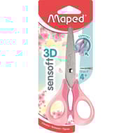 Ciseaux symetriques sensoft 13cm anneaux souples coloris pastels