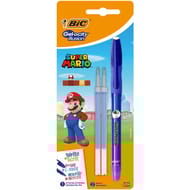 BIC Super Mario  Gel-ocity Illusion Stylos Gel Effaçable et Recharges Pointe Moyenne (0,7 mm) - Bleu
