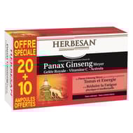 Herbesan ginseng gelée royale ampoules de 15ml x30
