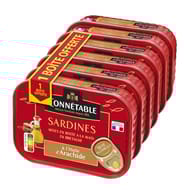 Connétable 1/5 sardines à l'huile d'arachide 135g  lot 5 + 1 boite offerte
