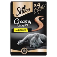 Sheba creamy snacks friandises au poulet pour chat adulte 4x12g