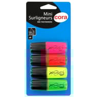 Cora 4 mini surligneurs pointe biseautée