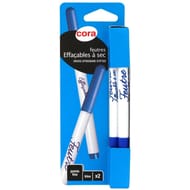 Cora 2 feutres effacables à sec bleu  pointe fine