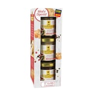 Jean larnaudie lot de 3 tartinables au foie de canard 20% foie gras de canard au poivre