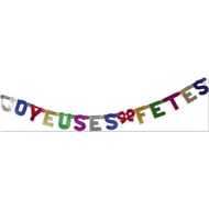 Guirlande "joyeuses fêtes" métallisée multicolore