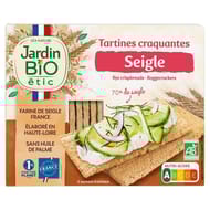 Jardin bio etic tartines craquantes seigle bio 150g