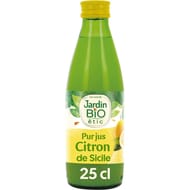 Jardin bio étic pur jus de citron bio bouteille en verre 25cl