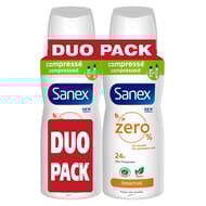 Sanex zéro % déodorant mixte spray peaux sensitive 2x100ml