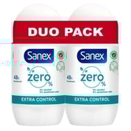 Sanex deodorant roll-on zero % extra control 2x50ml