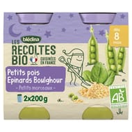 Bledina les récoltes bio petits pois epinards boulghour dès 8 mois 2x200g