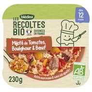 Bledina les récoltes bio mijoté de tomates boulghour boeuf dès 12 mois 230g
