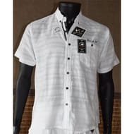 Chemise class atlas strié manches courtes BLANC XXXXL