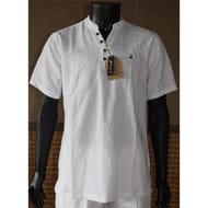Tunique pop corn manches courtes col mao BLANC XXXL