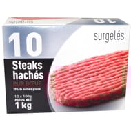 Steaks hachés surgelé de boeuf 20%mg 10x100g 1kg