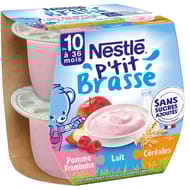 P'tit brasse 3 en 1 pomme framboise lait muesli dès 10mois 2x115g