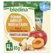Bledina gourde pomme abricot noix de cajou dès 6mois 4x85g