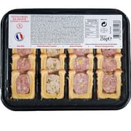 Plateau de petit pâté en croute cocktail 4 recettes 16 tranches 256g frais emballé