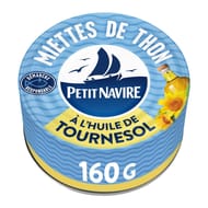 Petit Navire miettes de thon à l'huile de tournesol 1/5 160g