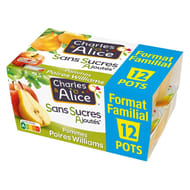 Charles & Alice sans sucre ajouté pomme poire 12x100g format familial