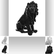Lion résine h31cm noir