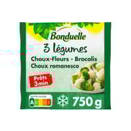 Bonduelle les 3 légumes choux fleurs brocolis choux romanesco précuits vapeur 750g