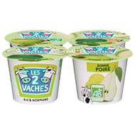 Les 2 Vaches yaourt bio brassé poire 4x115g