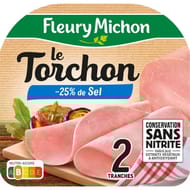 Fleury Michon jambon le torchon cuit -25%sel 2 tranches 80g