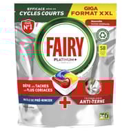 Fairy platinum plus produits de vaissellle automatique citron 58 ct