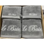 Coffret 2 serviettes 50x90cm + 2 gants le bain gris