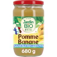 Jardin bio étic dessert pomme banane équithable bio bocal verre 680g