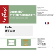 Influx oreiller ferme 60x60cm coton bio et fibres recyclées