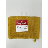 Influx gant de toilette 15x21cm 500g moutarde lot de 2