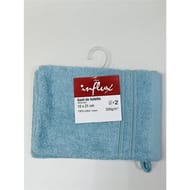 Influx gant de toilette15x21cm 500g bleu clair lot de 2