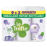 Le trèfle papier toilette maxi rouleau douceur fleur coton fsc x9+3 offerts