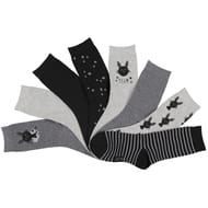 8 paires de mi chaussettes fantaisies femme LAPIN GRIS/NOIR 37\41