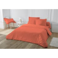 Housse de couette 240X220 uni terracota percale