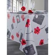 Calitex toile cirée ponceau blanc ronde 140cm