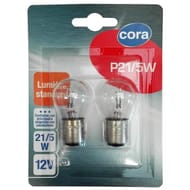 Cora blister 2 lampes P21/5W culot BAY15d 12V